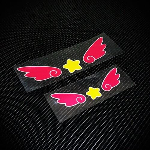 1PCS Lovely Cartoon Wings Star Anime Motorbike Helmet Vinyl Automobile Tail Window Stickers Car Styling Decals