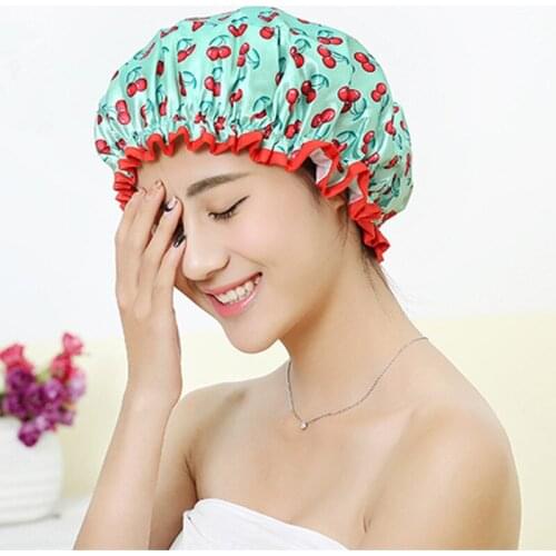 Thick 1pcs Waterproof Bath Hat Double Layer Shower Hair Cover Women Supplies Shower Caps Bathroom Accessories for Girl Universal
