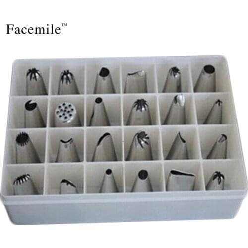 Mac New 24 Pcs/Set Stainless Steel Bakeware Cake Cookies Cream Puffs Crowded Flower Pastry Tips Suit Kitchen Accessories