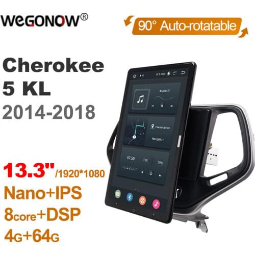 Tesla style PX6 13.3" Android 10 Car DVD Player Auto Rotatable IPS Navigation GPS For Jeep Cherokee 5 KL 2014-2018 Stereo Radio