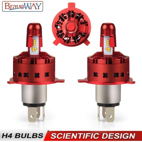 BraveWay ZES Chips Super Bright H4 LED Motorcycle Headlight H4 Hi-Lo Beam 6500K Light 12V Automobile LED Moto Accessories Lamp