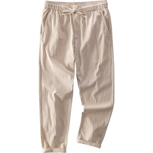 Men Straight Pants Cotton Loose Drawstring Trousers Casual Japanese Fashion Solid Color Male Clothing 2020 Streetwear Joggers