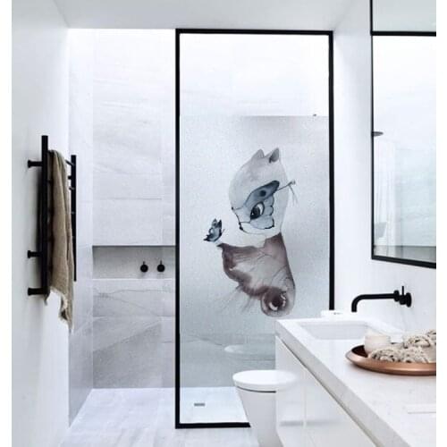 Custom Size Decorative Glass Window Film Privacy Static Cling No Glue Stickers Watercolor rabbit Home Decor Child Room YYKT2044