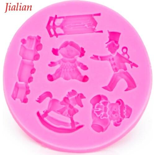 Baby Trojan train Shaped food-grade fondant cake silicone mould DIY chocolate pastry denier sugar kitchen decorating tools F0025