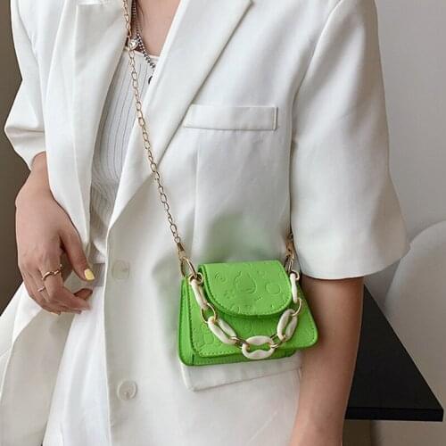 Designer Chain Solid Messenger Bag Womens Summer Mini Square Tote Bag Woman 2021 High Quality Pu Leather Women Shoulder Bags