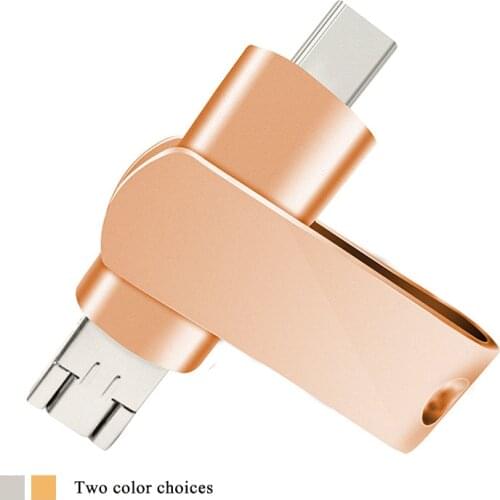 Metal USB Type C Flash Memory Stick OTG Pendrive 32GB 16GB 64GB 128GB Micro USB Flash 3.0 For Android Smart Phone