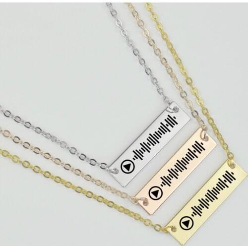 Personalized Spotify Code Bar Necklace Custom Name Stainless Steel Pendant Customized Nameplate Jewelry Women Fashion Gift
