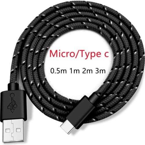 USB C Cable Type-C Charger Micro USB Cables Nylon Braided Xiaomi Mobile Phone Fast Charging USB Type C Cable for Samsung S21 S2