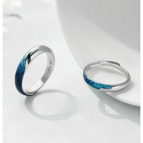 New Jinyu Van Gogh Starry Sky Couple Ring Japan and South Korea Simple Men and Women Tail Ring Personality Student Ring Trend