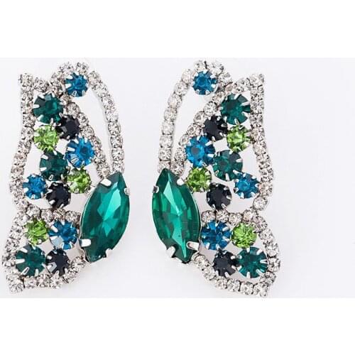 Colorful Butterfly Earrings For Women Trend Exaggerated Crystal Statement Earrings Lady Party Jewelry Wholesale