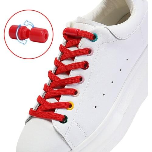 No Tie Shoelace Capsule Lock Quick Wear in 1 Second Elastic Shoelaces Flat Adult Children Universal Lazy Laces Round Plastic