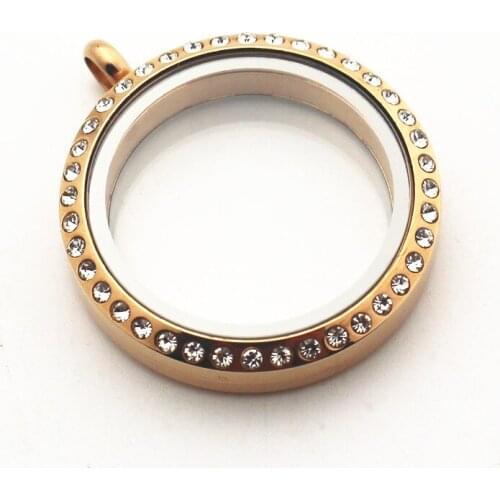 Crystal 30mm Pendant floating locket Stainless steel floating charms memory lockets for Necklace locket bracelet women jewelry