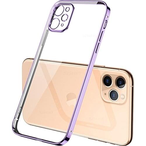 Square Soft Plating Phone Case For iphone 11 12 Pro Max 12 mini SE 2020 X XS XR MAX 7 8 Plus Clear Protective Back Cover Luxury