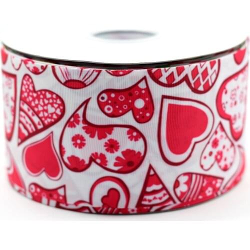 Valentines Day 3" 75mm Grosgrain Ribbon Love Pattern Printed Ribbon DIY Handmade Clothing Webbing 50 Yards MD1501110-22-2773