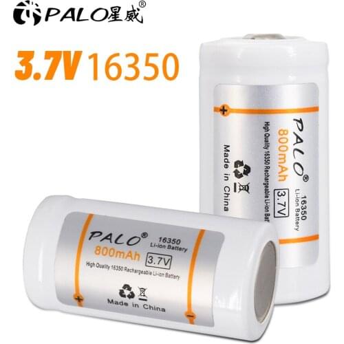 PALO 3.7V Li-ion 16340 / 16350 rechargeable battery 800mAh 3.7 volt lithium li ion liion 16350 batteries