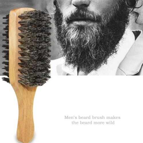 1 Pc Mens Double-sided Beard Brush Bristle Beard Brush Wood Handle Mustache Softening Styling Grooming Comb Hair Tools