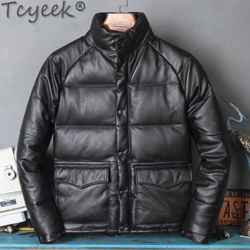 Genuine Real Leather Jacket Men Thicken Warm Man Parkas Fashion White Duck Down Jacket Men Clothes Winterjas Heren 55