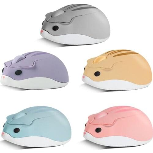 Cute Cartoon Wireless Mouse USB Optical Computer Mini Mouse 1600DPI Hamster Design Small Hand Mice For Laptop Computer