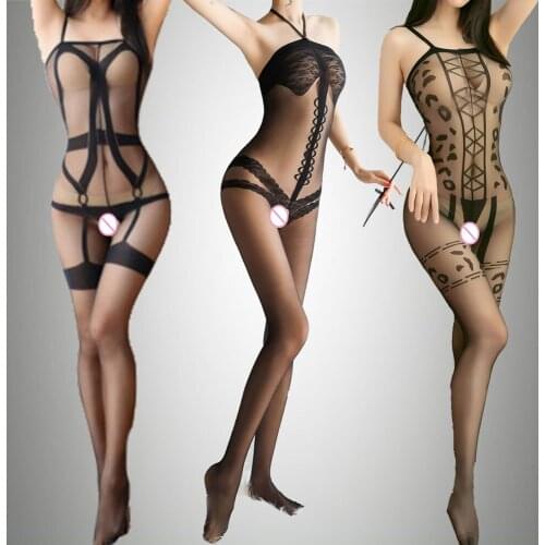 Lingerie Bodysuit Underwear Open Crotch Women Sleepwear sexy Transparent Fetish Erotic Teddies Sexy Body Baby Boll Costume Mujer