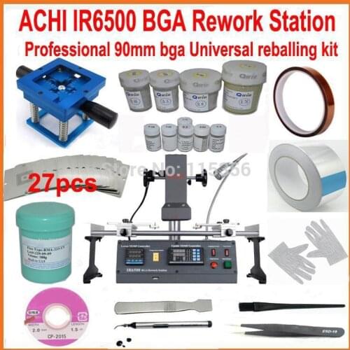 New ACHI IR6500 bga rework station motherboard repair machine + Professional 90mm bga reballing kit full set 21 gifts