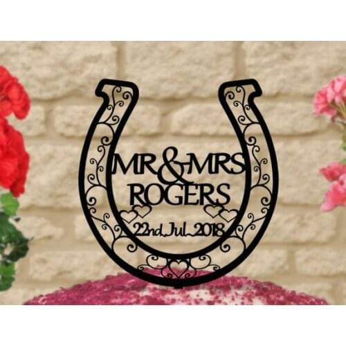 Personalised MR & MRS Wedding Cake Topper | Cake Topper Wedding | Cake Topper Personalised | Horseshoe Cake Topper | Mr and Mrs