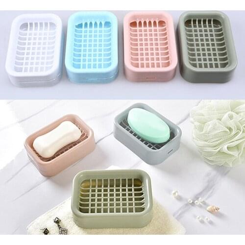 Plastic Soap Storage Tray Double-layer Shower Soap Dish Non-slip Draining Soap Box Bathroom Storage Holder Accessories