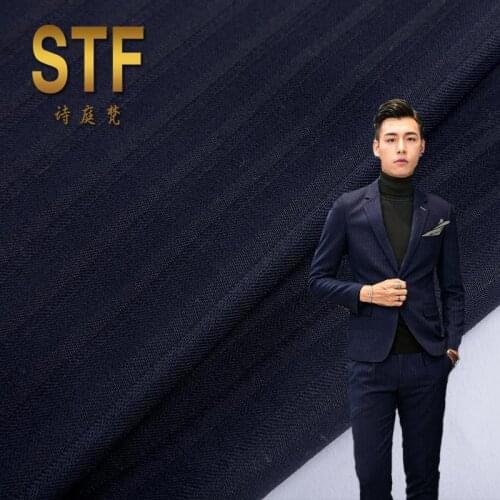 Factory Direct Worsted Striped Workplace Suit Fabric Spring and Autumn Business Mens Suit Fabric Wholesale