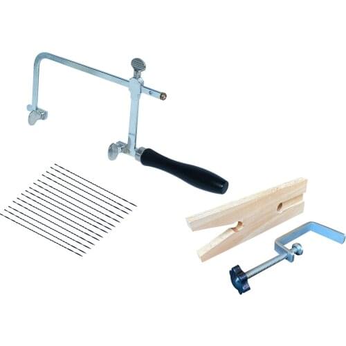 Adjustable Saw with 4/0 Saw Blade 144pcs Saw Frame Jewelry Tool with Wooden Pin Clamp