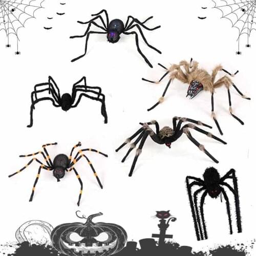 2019 Halloween Props Spider Giant Spider Web Simulation Plush Bar Decoration Spoof Tidy Toy For Outdoor Garden