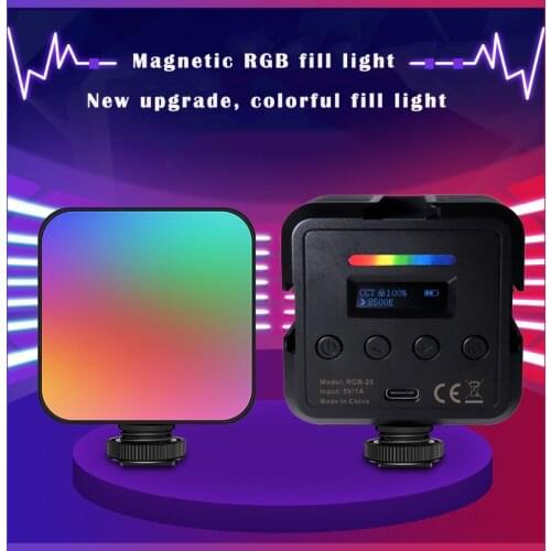 RGB-25 Mini Pocket Portable Full Color Adjustable Temperature Camera Light Handheld Magnetic Fill Light Artifact