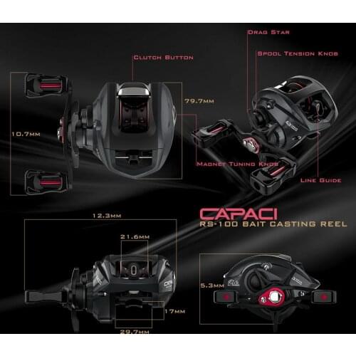 RS100 Fishing Reel Drop Wheel Raft Pole Wheels 6.3:1 Gear Ratio Left Hand Right Hand Reels CNC Wire Cup Lure Tackle