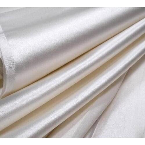 Howmay 100% pure silk duchess satin fabric 26.5m/m 140cm yarn dyed white for wedding dress evening gown stiff charmeuse