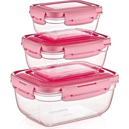 Modern Lock & Fresh 3'lü Contalı Rectangle Set(400,800,1400 ml) organizer storage box органайзер rangement коробка для хранения