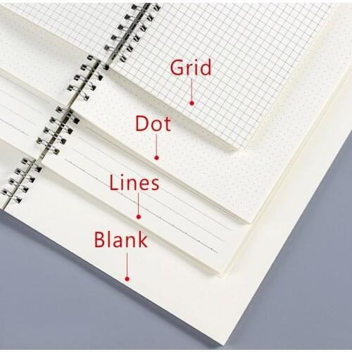 PP Spiral Coil Book Transparent Horizontal Line Blank Paper Dotted Matrix Notebook A5/B5/A6 Notepad School Supplies Stationery