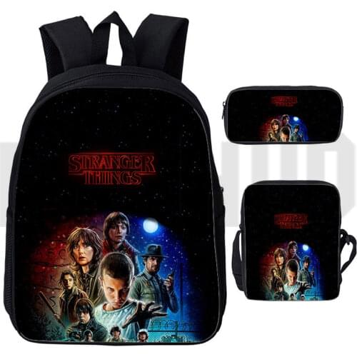 Stranger Things Season 3 School Bag Friends Don't Lie Stranger Things Travelbags Students Kids 3D Backpack 3pcs Teenager Bookbag