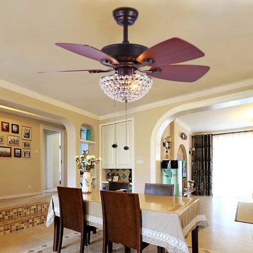LED Fan Light DC Motor Living Room Restaurant Cafe Bedroom Crystal Decorative Fan Light