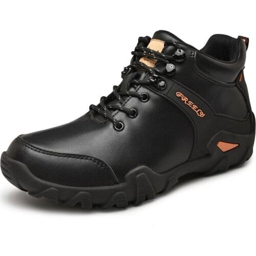 Warm Boots Men winter leather boots men work shoes warm fur snow boots men wear-resistant male botas hombre sneakers