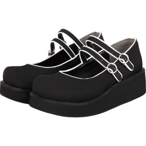 Angelic imprint woman mori girl lolita cosplay shoes lady high wedges heels Pumps women princess dress party shoes buckles 5cm