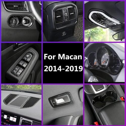 Carbon Fiber Printed Car Meter Air Outlet Cover Window Control Moulding Trim for Porsche Macan 2014 2015 2016 2017 2018 2019