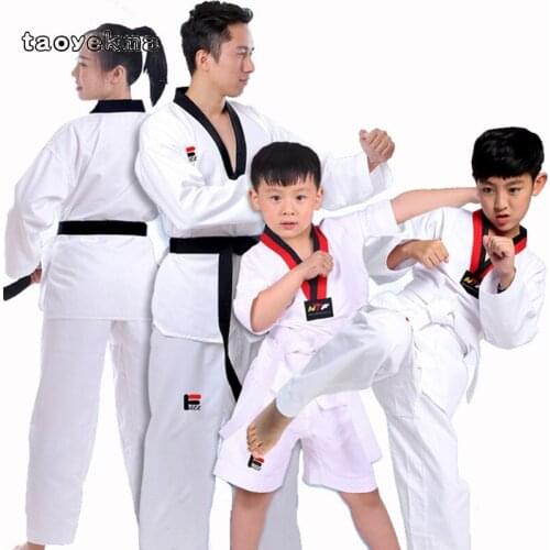 Taoyekma Taekwondo White dobok Taekwondo Uniforms Suits tae kwon do Long Sleeve Adult Kids Cloth jiu jitsu Size 110-180 T106