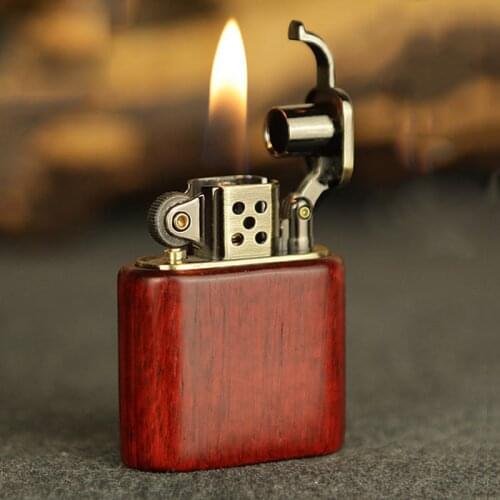 Windproof lighters Rosewood Vintage Gasoline Lighter Kerosene For Cigarette Gas Lighter Grinding Wheels Fire Lighter
