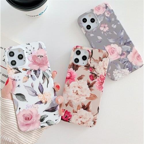 Vintage Flower Silicone Phone Cases For iphone 12 Mini 11 Pro 12Pro XS Max X XR 8 7 Plus SE 2020 Case Matte Soft TPU Back Cover