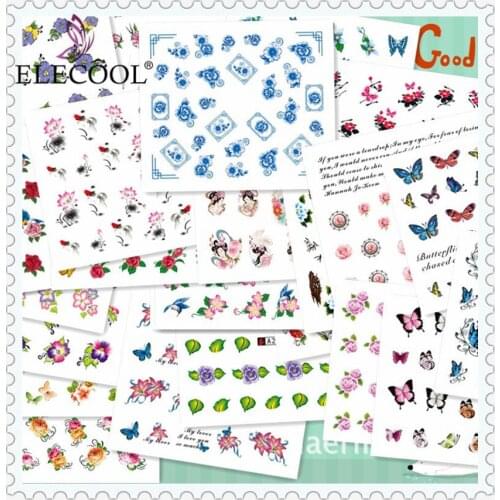 ELECOOL 50 Sheets Water Stickers for Nails Mixed Flower Nail Stickers Water Decal DIY Decoration Manicure Nail Slider Tattoo