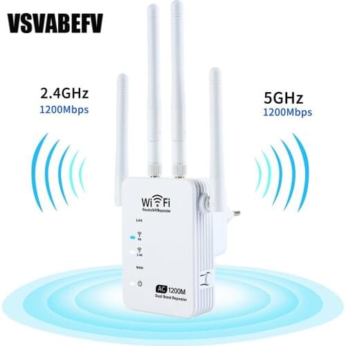 WiFi Repeater 5Ghz 1200Mbps Dual Band AP Router 2.4G 5G WiFi Amplifier/Extender Long Range Wi-Fi Antenna Signal Booster