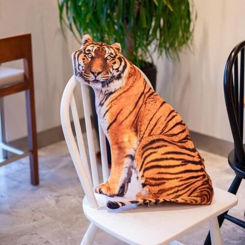 Funny Plush Cushion 3D Animal Design Tiger Plush Throw Cushion for Office Childrens Gift Claw Machine Doll Animal Toys for Kids