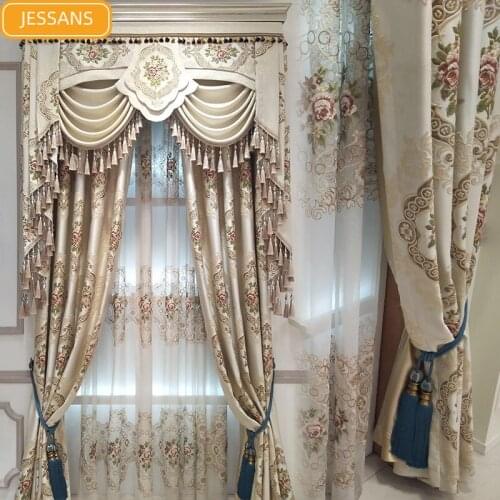 Luxury European Style Embossed Jacquard Curtains for Living Room Bedroom Blackout Curtains Custom Window Screens