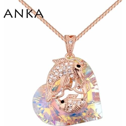 ANKA heart design austrian crystal necklaces pendants for women fashion charm jewelry gifts Crystals from Austria #123532