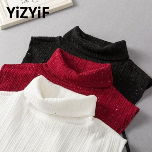 Winter Knitted Turtleneck Fake Collar Chic Lady Half Blouse Pullover Shirt Fake Collar Detachable Collar Versatile Faux Collar