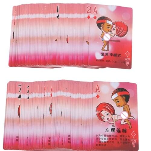1Set Adult Sex Poker Interesting Couple Erotic Love Sexy Posture Night Bar KTV Little Letters Texas Playing Cards Board Games