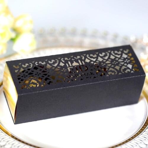 100pcs Eid Mubarak Candy Box Hollow Ramadan Kareem Chocolate Gift Boxes Islamic Muslim Festival Happy Al-Fitr Event Party GXMA